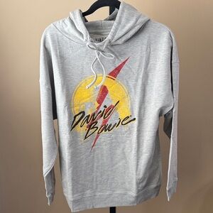Vintage Light Gray Hoodie‎ with Bold Graphic David Bowie (new)